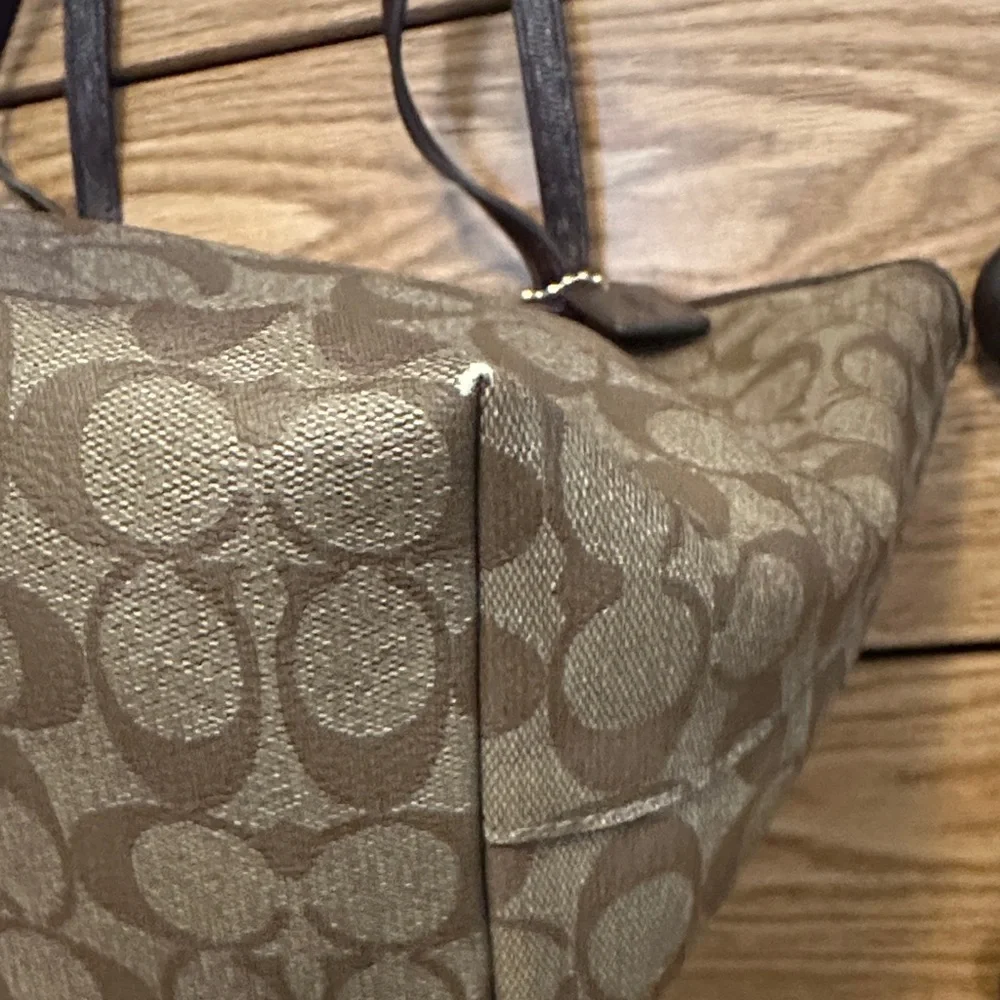 Coach Tan and Brown Signature Tote - Picture 5 of 9